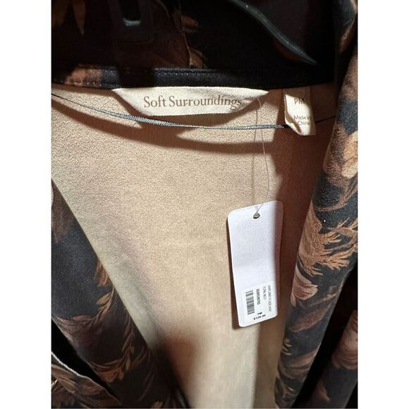 Soft Surroundings faux suede floral shape drape cardigan jacket PM petite - Picture 4 of 10